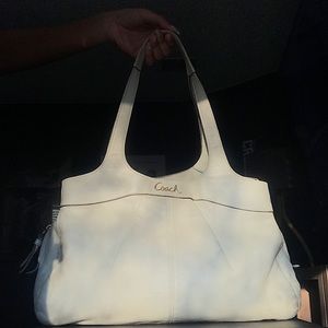 cream coach tote